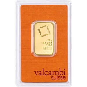 Złota Sztabka Inwestycyjna Valcambi 20g - front