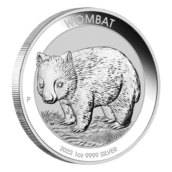 2022 Australische Wombat Silbermünze, 1 Unze - rant 2022 Australische Wombat Silbermünze, 1 Unze - rant