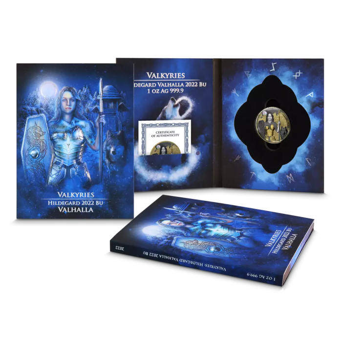 Srebrna Moneta Valkyries: Hildegarda 2022, 1 uncja box