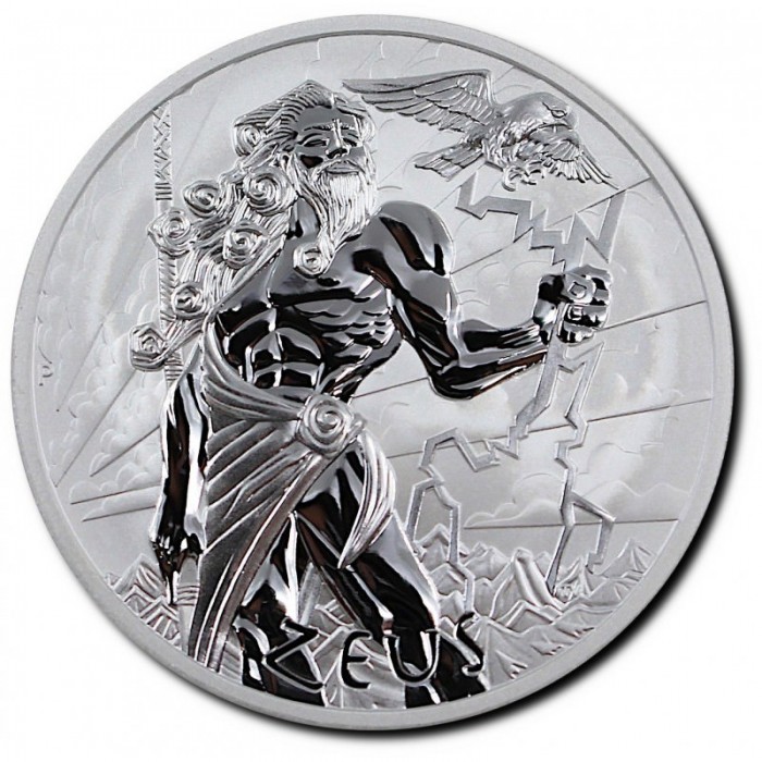 Srebrna Moneta Götter des Olymps: Zeus 2020, 1 uncja rewers