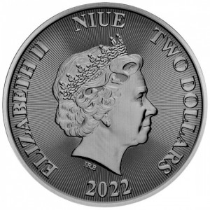 Niue Tree of Life 2022 Antiq Silver Coin, 1 oz - reverse side