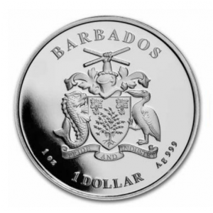 Srebrna Moneta Caribbean Octopus, Barbados 2022, 1 uncja rewers