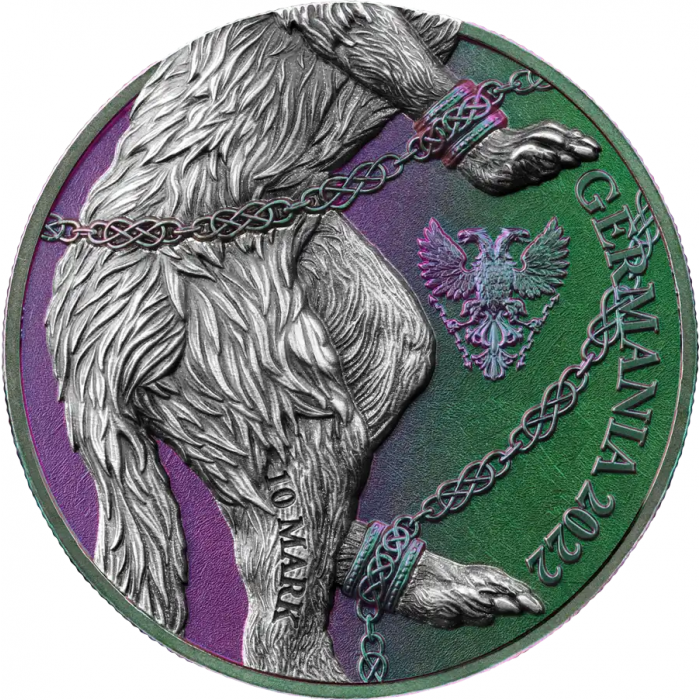 Srebrna Moneta Germania Beasts: Fenrir Ultra High Relief, 2 uncje awers