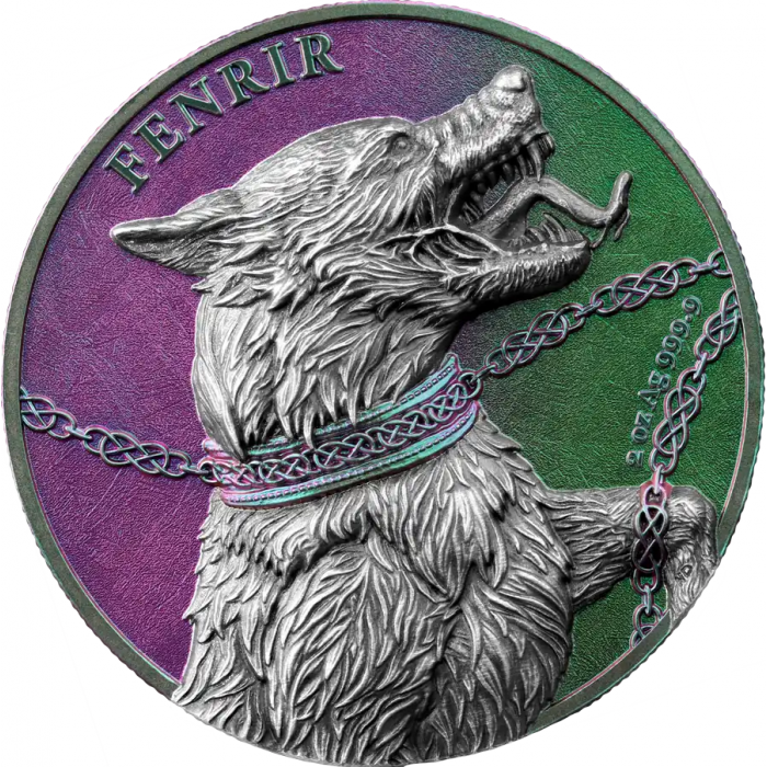 Srebrna Moneta Germania Beasts: Fenrir Ultra High Relief, 2 uncje rewers