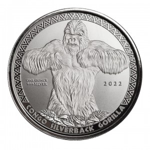 Silberrücken Gorilla 2022 Münze, 1 oz - Rückseite