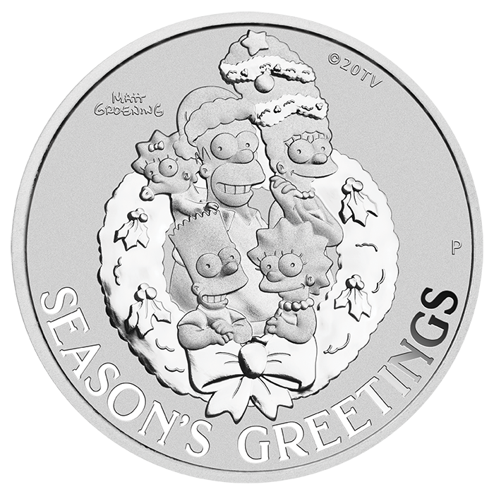 Srebrna Moneta The Simpsons: Season's Greetings 2022, 1 uncja rewers Srebrna Moneta The Simpsons: Season's Greetings 2022, 1 uncja rewers