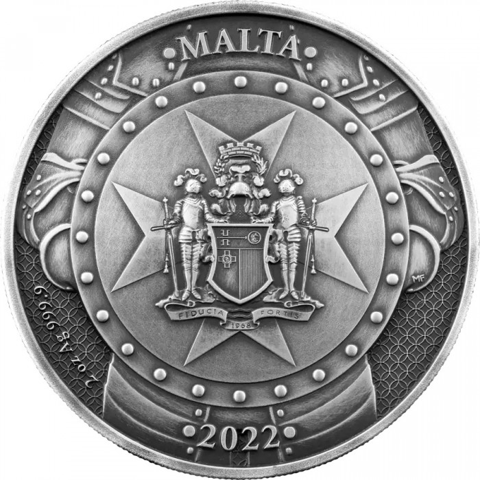 Srebrna Moneta Ritter der Vergangenheit 2022, 2 uncje (Hochrelief) - rewers
