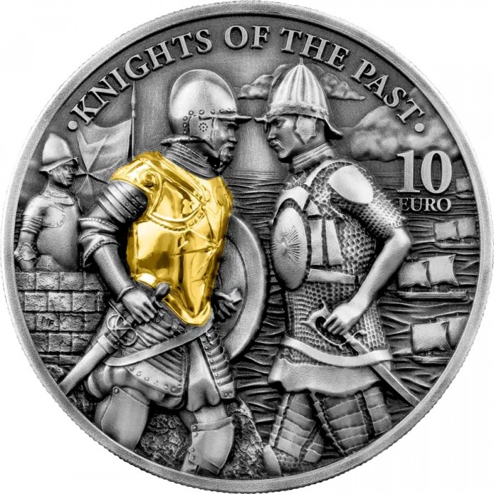 Srebrna Moneta Ritter der Vergangenheit 2022, 2 uncje (Hochrelief) - awers