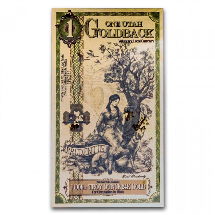 Złoty Banknot 1 Utah Goldback Gold Note, 1/1000 uncji front Złoty Banknot 1 Utah Goldback Gold Note, 1/1000 uncji front