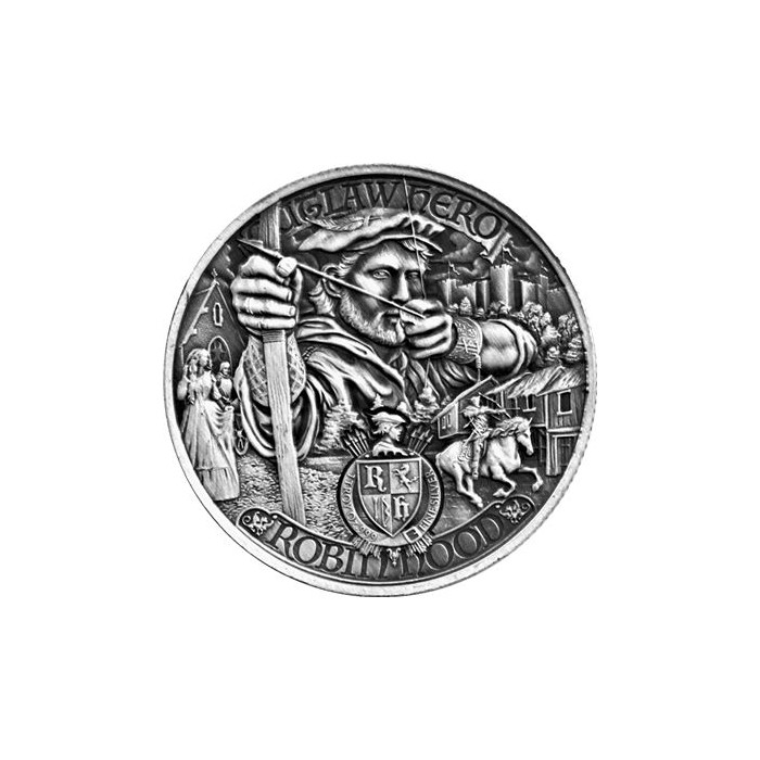 Srebrna Moneta Niue Robin Hood 2021 Antique, 1 uncja - rewers