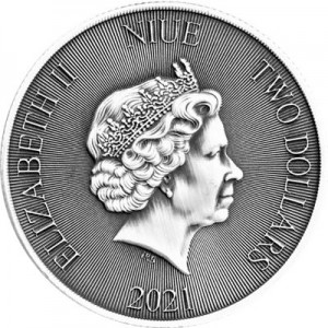 Niue Robin Hood 2021 Antique Silver Coin, 1 oz - reverse