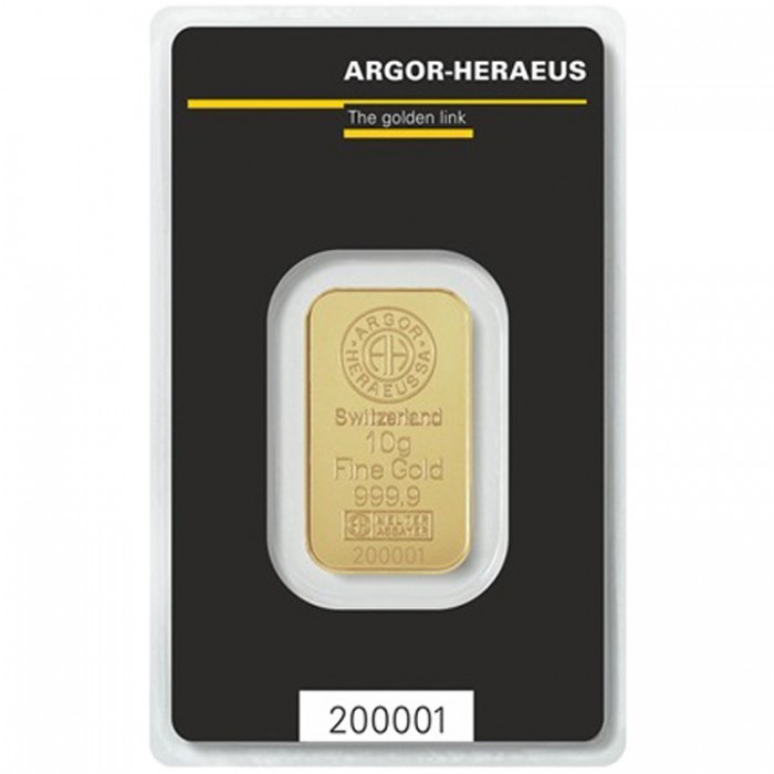 Heraeus / Argor-Heraeus Gold Investment Bar, 10g - AH Heraeus / Argor-Heraeus Gold Investment Bar, 10g - AH