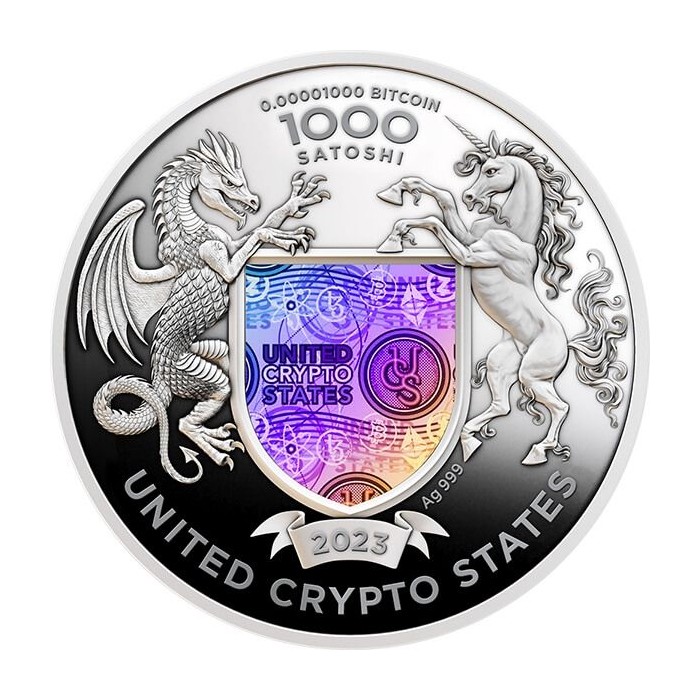 Сребрна Монета Об'єднані криптовалюти: Liberty Eagle 2022, 1 унція - awers Сребрна Монета Об'єднані криптовалюти: Liberty Eagle 2022, 1 унція - awers