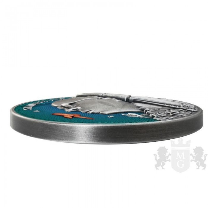 Srebrna Moneta Stanisław Lem, Mistrz Fantastyki 2022, 2 uncje - edge