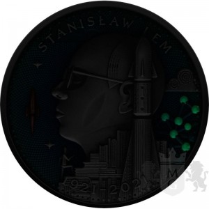 Srebrna Moneta Stanisław Lem, Mistrz Fantastyki 2022, 2 uncje - glowing