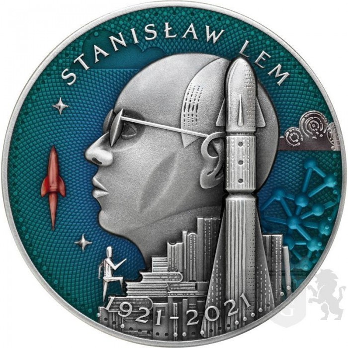 Silver Coin Stanislaw Lem, Master of Fantasy 2022, 2 oz - reverse Silver Coin Stanislaw Lem, Master of Fantasy 2022, 2 oz - reverse