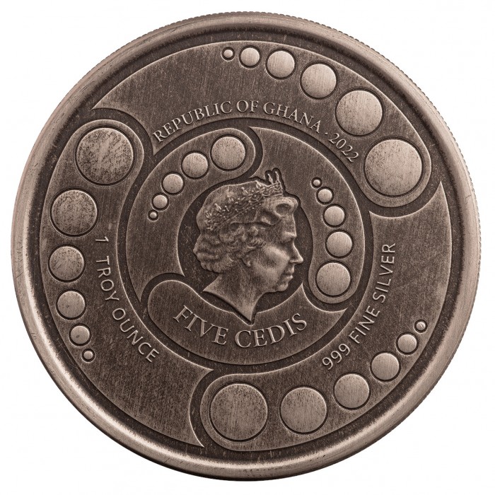 Silver Alien Coin, Ghana 2022, 1 oz (antique) obverse Silver Alien Coin, Ghana 2022, 1 oz (antique) obverse