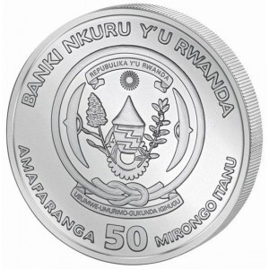 Срібна монета Руанди, рік Бика 2021, 1 унція