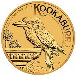 Australischer Kookaburra 2022 Goldmünze, 1/10 oz Rückseite