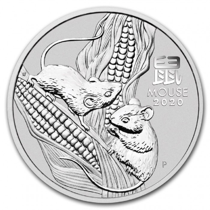 Silber Lunar III Münze: Jahr der Maus 2020, 1 oz - Rückseite