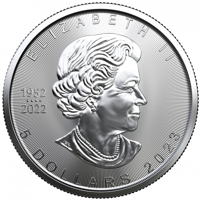2023 Canadian Maple Leaf Silver Coin, 1 oz obverse 2023 Canadian Maple Leaf Silver Coin, 1 oz obverse