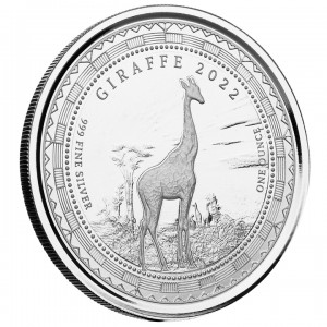 Srebrna Giraffe Coin, Equatorial Guinea 2022, 1 uncja rewers edge Srebrna Giraffe Coin, Equatorial Guinea 2022, 1 uncja rewers edge