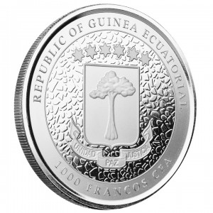 Srebrna Giraffe Coin, Equatorial Guinea 2022, 1 uncja awers edge Srebrna Giraffe Coin, Equatorial Guinea 2022, 1 uncja awers edge