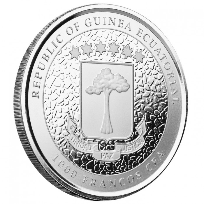 Srebrna Giraffe Coin, Equatorial Guinea 2022, 1 uncja awers edge Srebrna Giraffe Coin, Equatorial Guinea 2022, 1 uncja awers edge