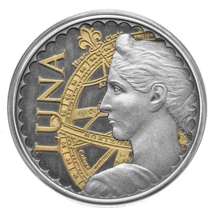 Luna Antike Gold Silber Medaille, 1 Unze - Rückseite Luna Antike Gold Silber Medaille, 1 Unze - Rückseite