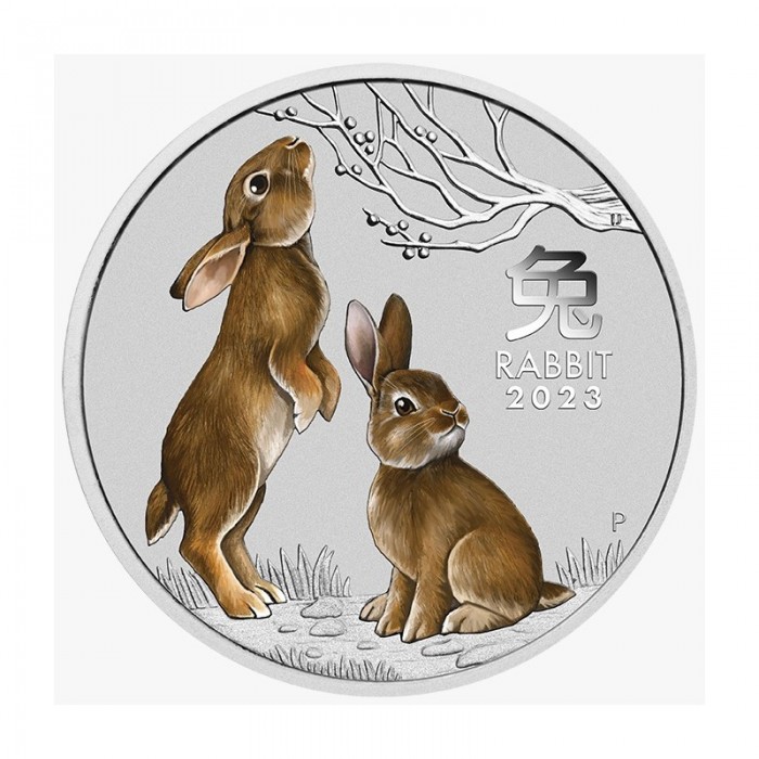 Srebrna Moneta Lunar III Rok Królika 2023, 1 uncja (kolor) - rewers Srebrna Moneta Lunar III Rok Królika 2023, 1 uncja (kolor) - rewers