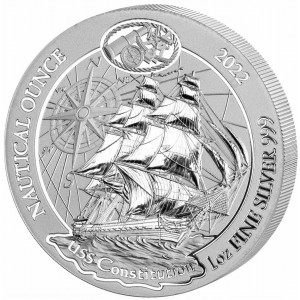 Srebrna Moneta Nautische Unze: USS Constitution 2022, 1 uncja - rewers