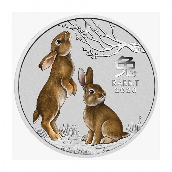 Silber Lunar III Münze: Jahr des Hasen 2023, 2 oz (Farbe) Rückseite Silber Lunar III Münze: Jahr des Hasen 2023, 2 oz (Farbe) Rückseite