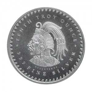 Aztec Calendar silver round medal, 1/10 ounce obverse