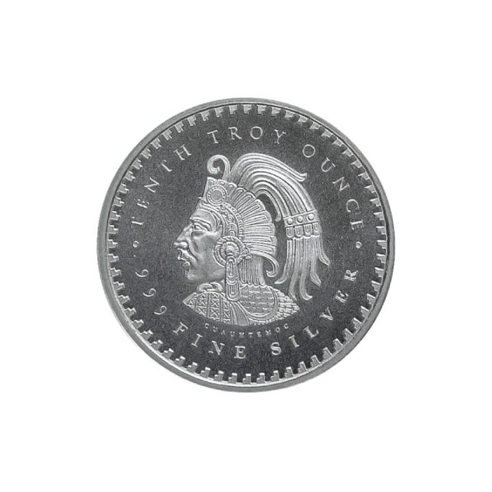 Aztec Calendar silver round medal, 1/10 ounce obverse