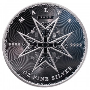 2023 Malta Cross Silver Coin, 1 oz - reverse side