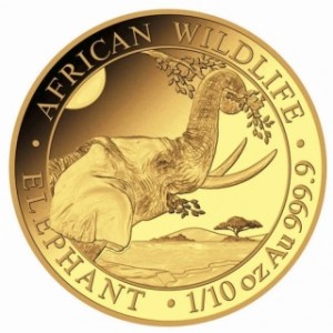 Goldmünze Somalischer Elefant 2023, 1/10 oz - Rückseite