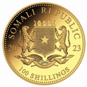 Goldmünze Somalischer Elefant 2023, 1/10 oz - Rückseite