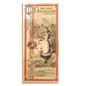Złoty Banknote 10 Utah Goldbacks Gold Note, 1/100 uncji - Vorderseite