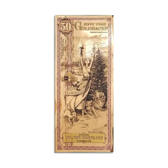 Złoty Banknot 50 Utah Goldbacks Gold Note, 1/20 uncji - front