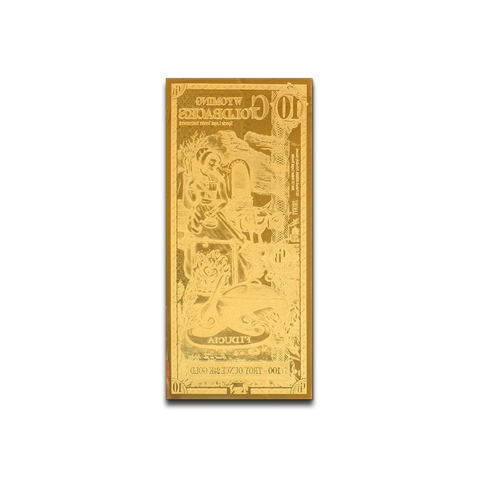 Złoty Banknot 10 Wyoming Goldbacks Gold Note, 1/100 uncji - back
