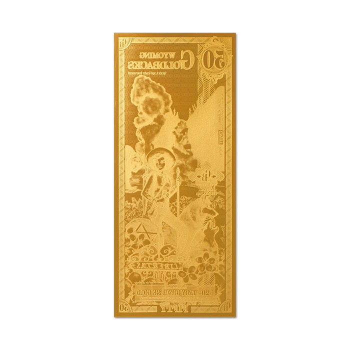 Złoty Banknot 50 Wyoming Goldbacks Gold Note, 1/20 uncji - back