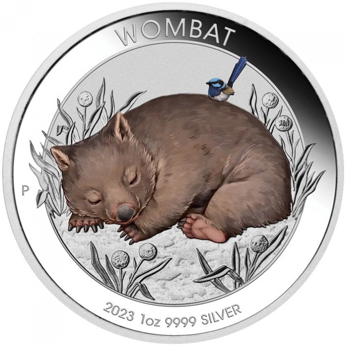 Australischer Wombat 2023 Silbermünze, 1 Unze (Farbe) - Rückseite Australischer Wombat 2023 Silbermünze, 1 Unze (Farbe) - Rückseite