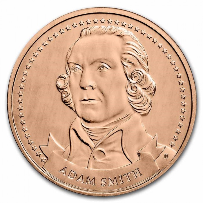 Adam-Smith-Kupfermedaille, 1 Unze - Vorderseite Adam-Smith-Kupfermedaille, 1 Unze - Vorderseite