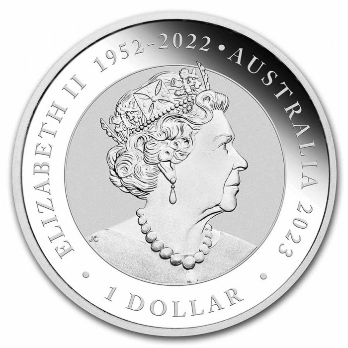 Australischer Schwan 2023 Silbermünze, 1 Unze (Farbe) Vorderseite
