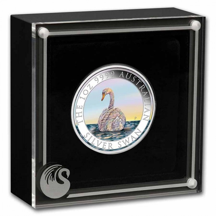 Australischer Schwan 2023 Silbermünze, 1 Unze (Farbe) Etui