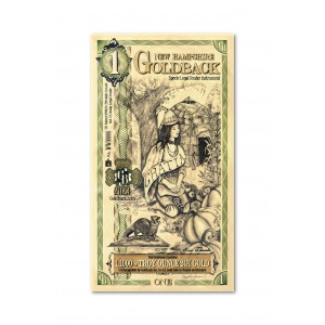 Банкнота 1 банкнота New Hampshire Goldback Gold, номінал 1/1000 унцій - лицьовий бік