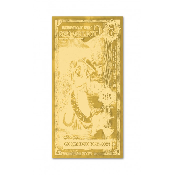 Złoty Banknot 5 New Hampshire Goldback Gold Note 2023, 1/200 uncji - back Złoty Banknot 5 New Hampshire Goldback Gold Note 2023, 1/200 uncji - back