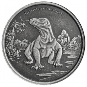Tokelau Silbermünze: Komodo Drache 2022 Antik, 1 oz - Rückseite