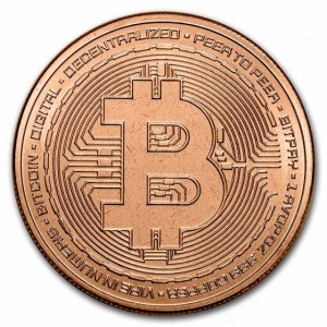 Kupfer-Bitcoin-Medaille, 1 Unze - Vorderseite