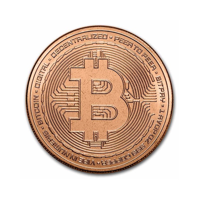 Kupfer-Bitcoin-Medaille, 1 Unze - Vorderseite